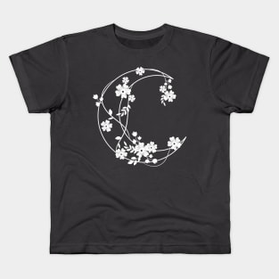 Crescent with Flowers: Nighttime Bloom Kids T-Shirt